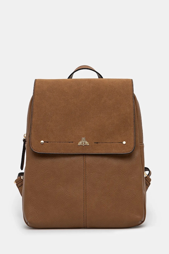 Plecak damski ze skóry ekologicznej kolor brązowy mieści A4 brązowy RS25.TPD501