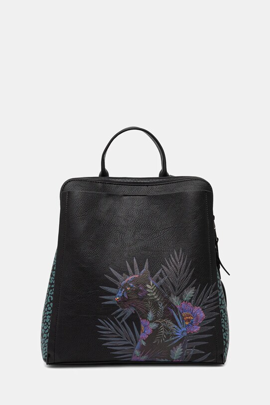 Plecak damski ze skóry ekologicznej z nadrukiem kolor czarny mieści A4 czarny RS25.TPDA04