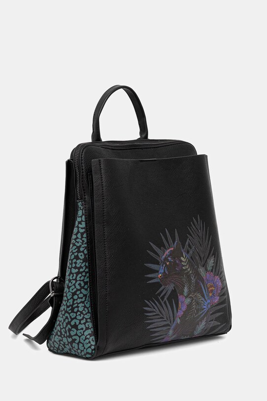 Plecak damski ze skóry ekologicznej z nadrukiem kolor czarny RS25.TPDA04 czarny RS25