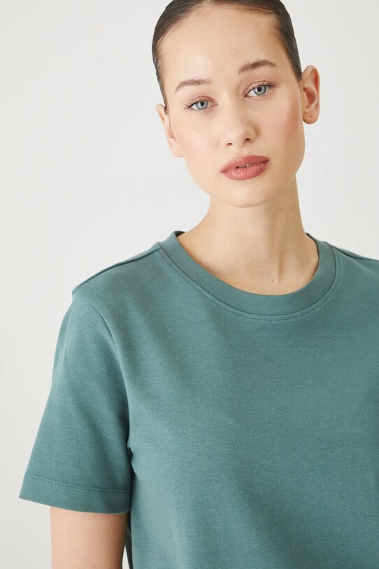 T-shirt bawełniany damski gładki interlock kolor zielony zielony RS25.TSD030