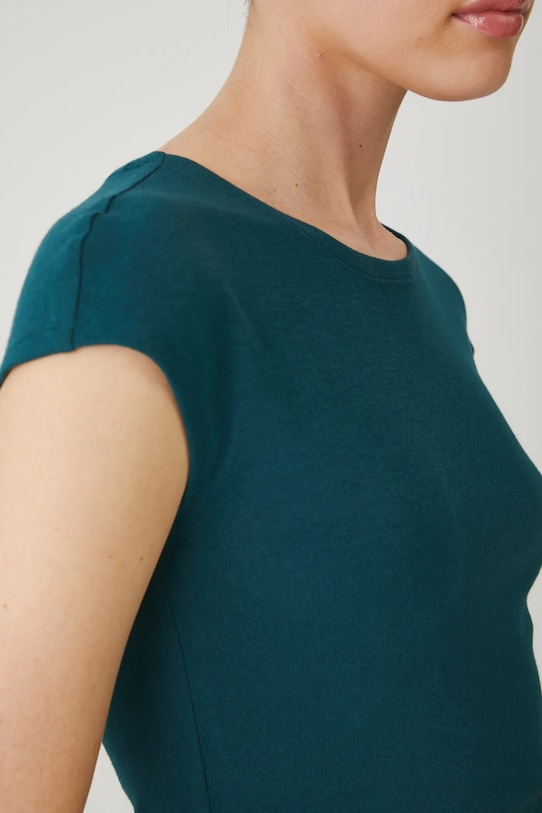 T-shirt damski gładki z modalem kolor zielony RS25.TSD070 turkusowy