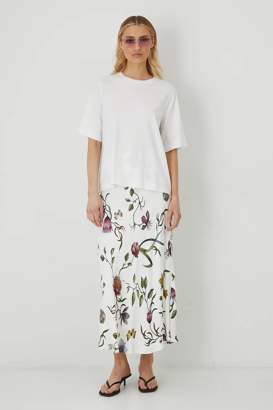 Bavlněné tričko dámské s elastanem, bez vzoru bílá barva RS25.TSD094 bílá RS25