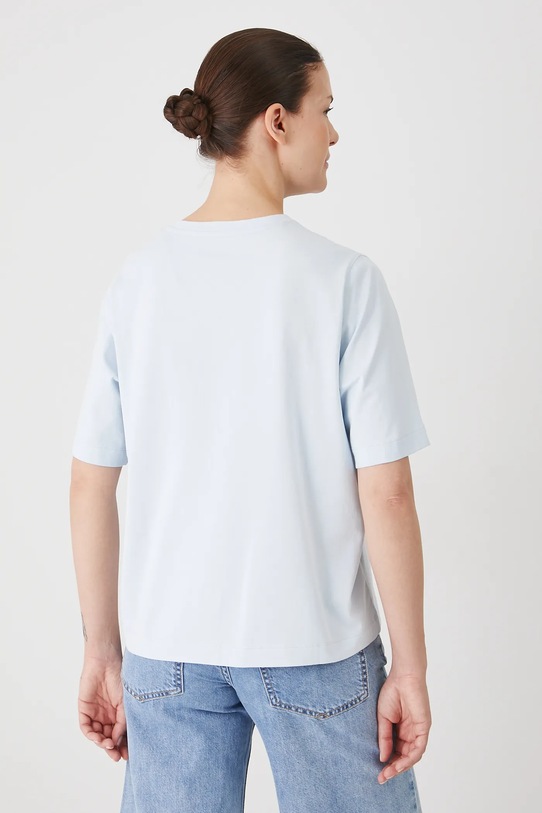 Odzież T-shirt bawełniany damski z elastanem gładki kolor niebieski RS25.TSD094 niebieski