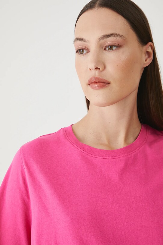 Bavlnené tričko dámske s elastanom, hladký ružová farba jednofarebný ružová RS25.TSD094