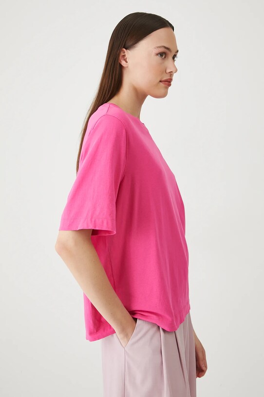 Oblečenie Bavlnené tričko dámske s elastanom, hladký ružová farba RS25.TSD094 ružová