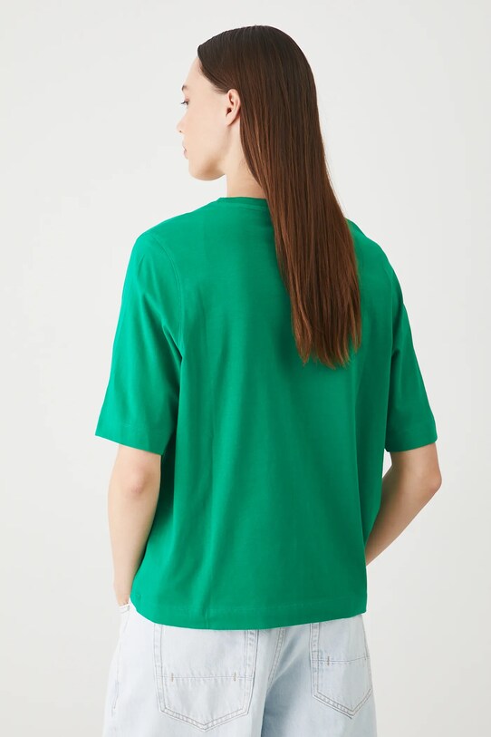 T-shirt bawełniany damski z elastanem gładki kolor zielony zielony RS25.TSD094