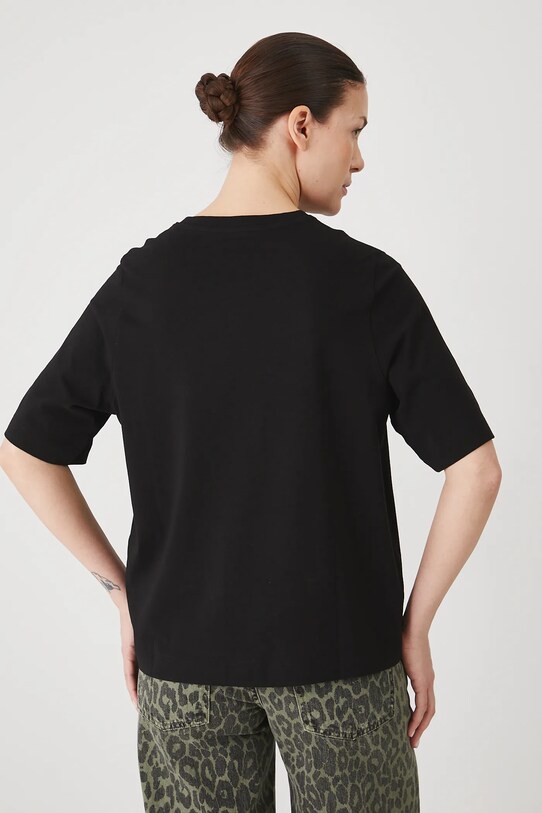 Odzież T-shirt bawełniany damski z elastanem gładki kolor czarny RS25.TSD094 czarny