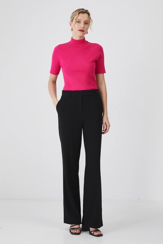 T-shirt damski prążkowany z wiskozą kolor różowy RS25.TSD200 różowy RS25