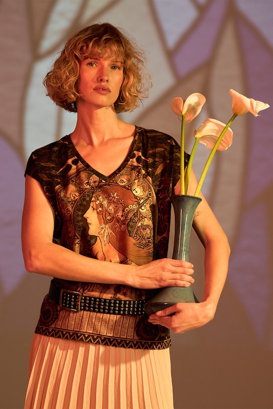 T-shirt bawełniany damski z kolekcji Eviva L'arte kolor multicolor RS25.TSD251 multicolor RS25