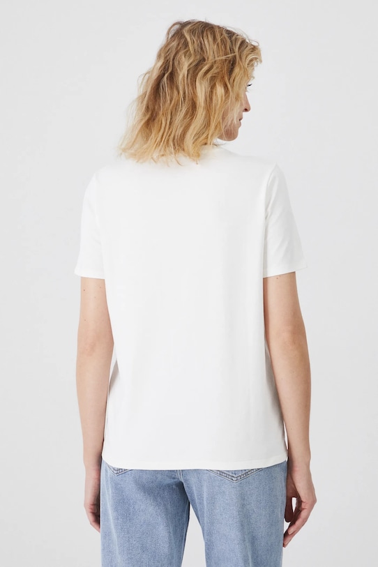 T-shirt bawełniany damski z kolekcji Eviva L'arte z elastanem kolor beżowy beżowy RS25.TSD256