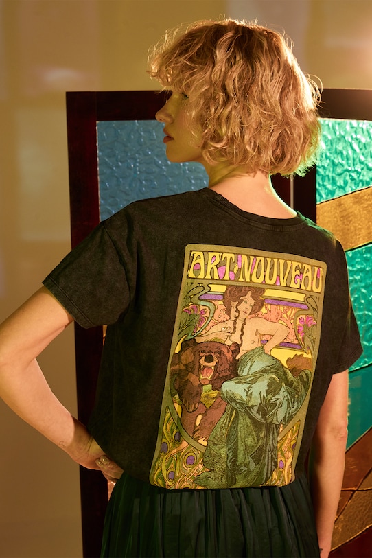 T-shirt bawełniany damski z kolekcji Eviva L'arte kolor szary okrągły szary RS25.TSD257