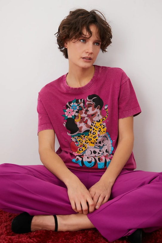 Medicine tricou din bumbac imprimeu violet RS25.TSD270