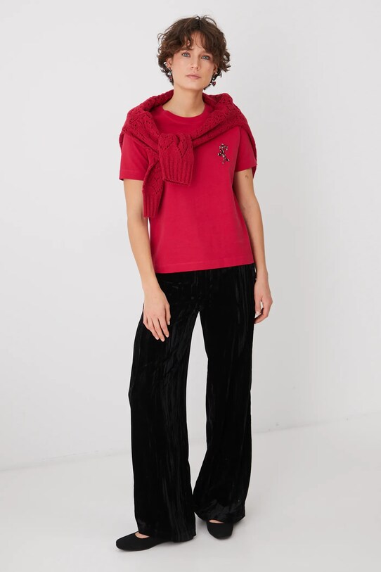T-shirt bawełniany damski by Patryk Hilton kolor czerwony RS25.TSD275 czerwony RS25