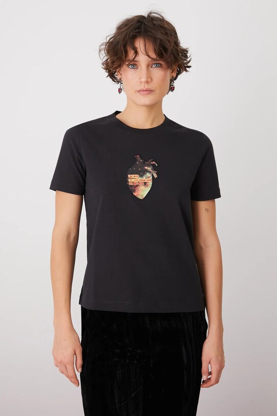 T-shirt bawełniany damski by Magda Kubiak – Dziki Las kolor szary szary RS25.TSD275