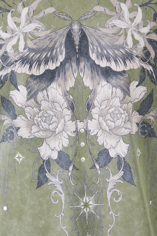 Bavlnené tričko dámske s potlačou a aplikáciou zelená farba RS25.TSD403 zelená