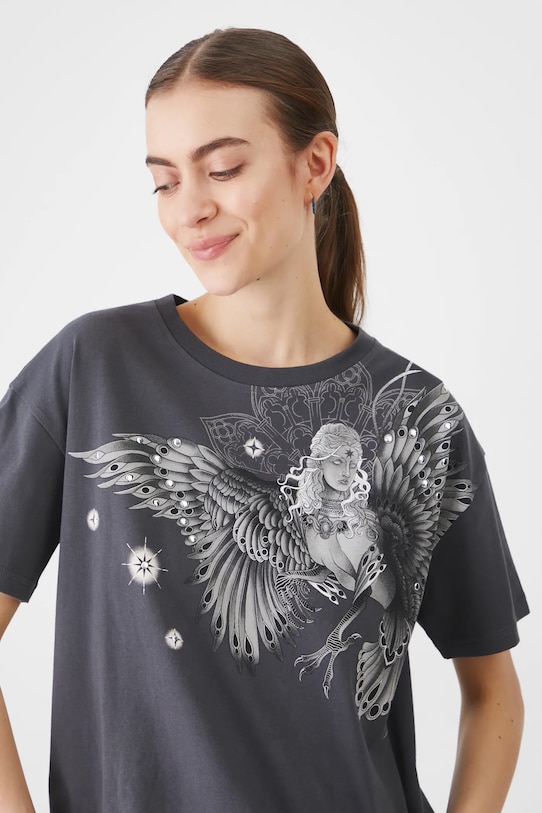 Medicine tricou din bumbac imprimeu gri RS25.TSD406