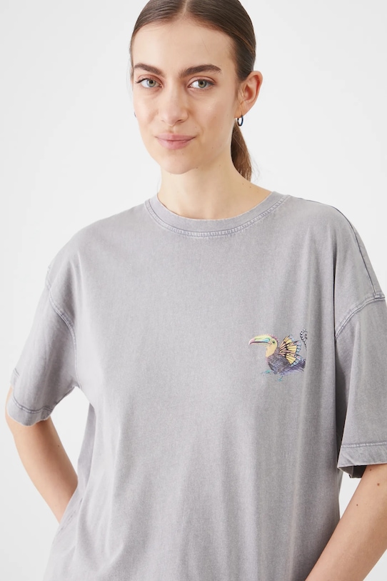 T-shirt bawełniany damski by Alicja Kocurek, Grafika Polska kolor szary szary RS25.TSD452