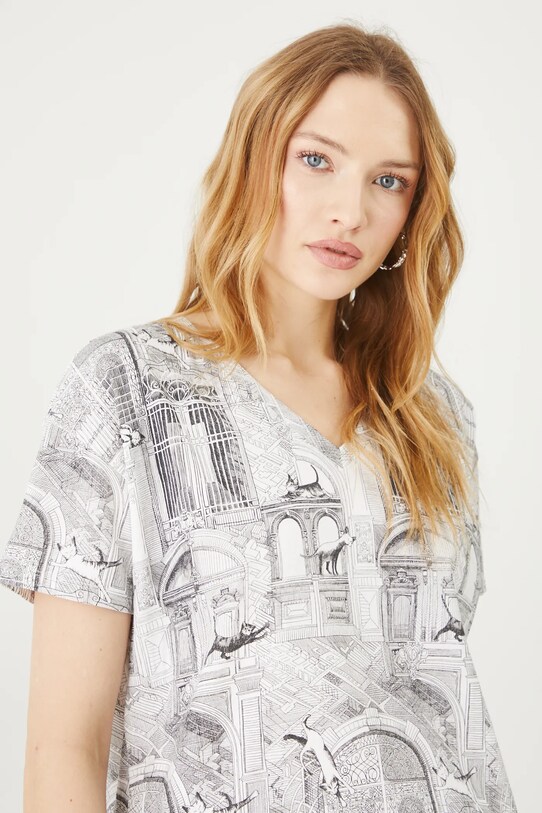 T-shirt bawełniany damski by Małgorzata Kaczmarska, Grafika Polska kolor biały RS25.TSD456 biały