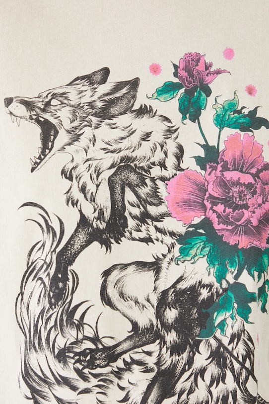 T-shirt bawełniany damski by Aleksandra Anna Kamieńska, Grafika Polska kolor beżowy RS25.TSD459