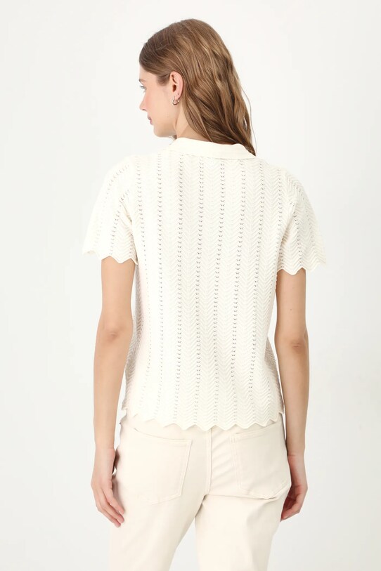 Odzież T-shirt damski z wiskozą z fakturą kolor beżowy RS25.TSD502 beżowy