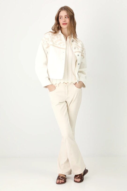 T-shirt damski z wiskozą z fakturą kolor beżowy beżowy RS25.TSD502