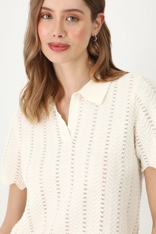 T-shirt damski z wiskozą z fakturą kolor beżowy RS25.TSD502 beżowy