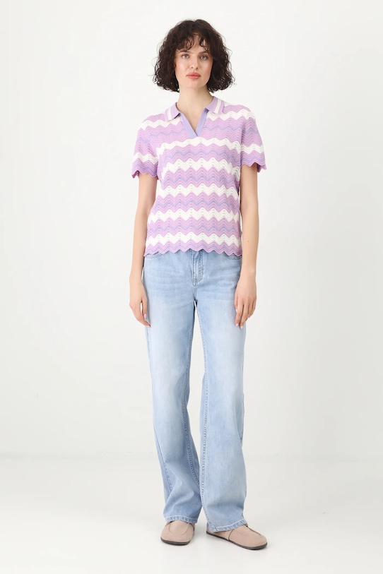 T-shirt damski z wiskozą z fakturą kolor różowy RS25.TSD502 fioletowy RS25