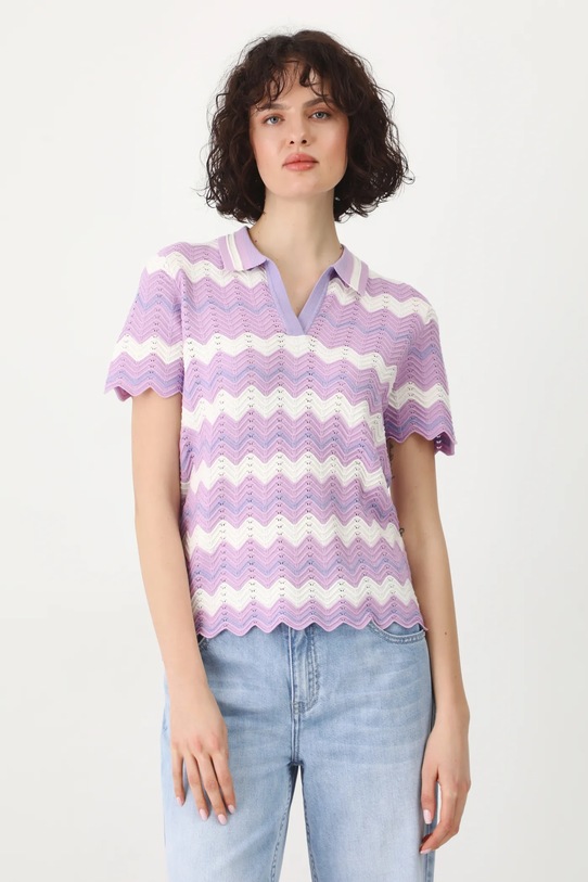 T-shirt damski z wiskozą z fakturą kolor różowy fioletowy RS25.TSD502