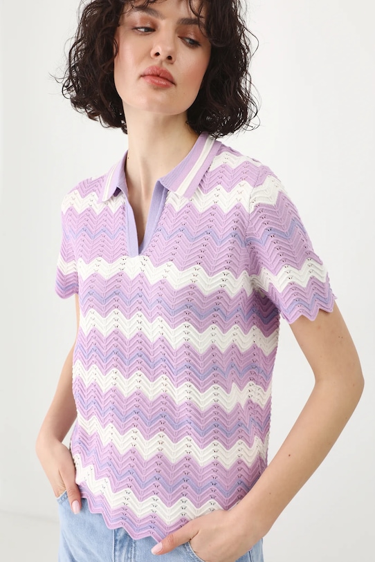 T-shirt damski z wiskozą z fakturą kolor różowy RS25.TSD502 fioletowy