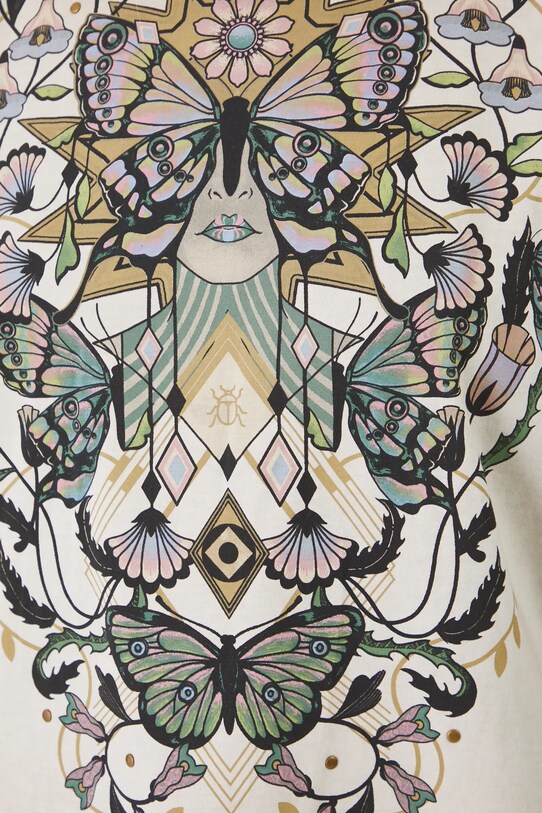 Bavlněné tričko s potiskem béžová barva RS25.TSD611 béžová