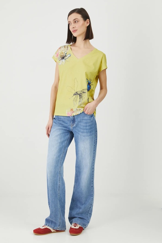 Odzież T-shirt bawełniany damski by Justyna Stoszek – Forest Forever, Sense of Values kolor czarny RS25.TSD651 zielony