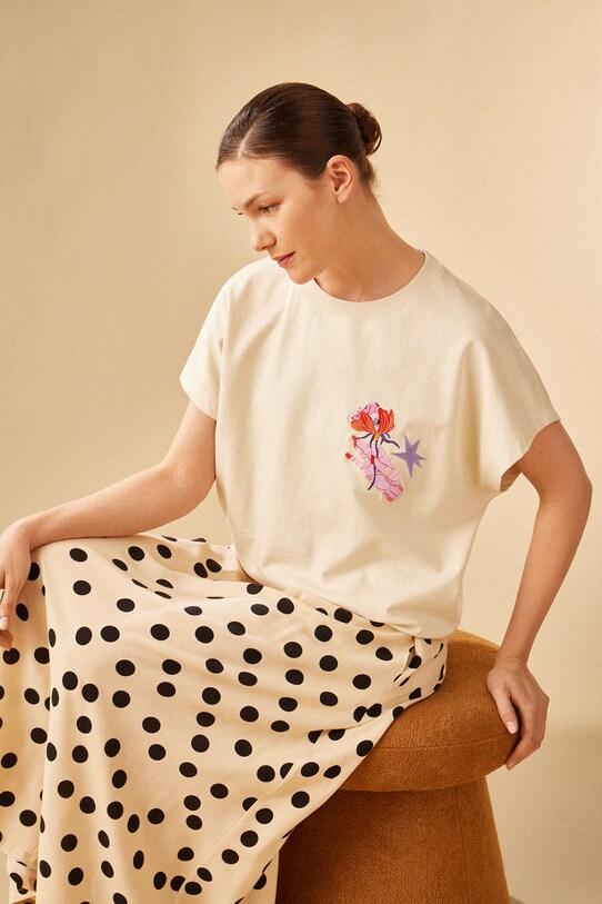 Medicine tricou din bumbac animal bej RS25.TSD655