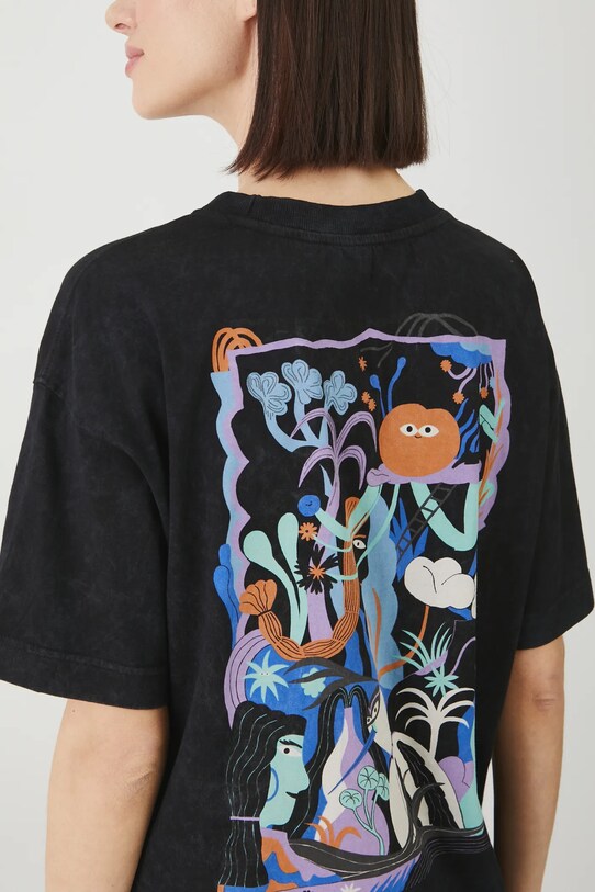 T-shirt bawełniany damski by Barbora Idesová, Sense of Values kolor czarny RS25.TSD657