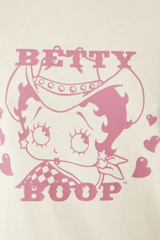 Bavlněné tričko Betty Boop béžová barva RS25.TSD673 béžová