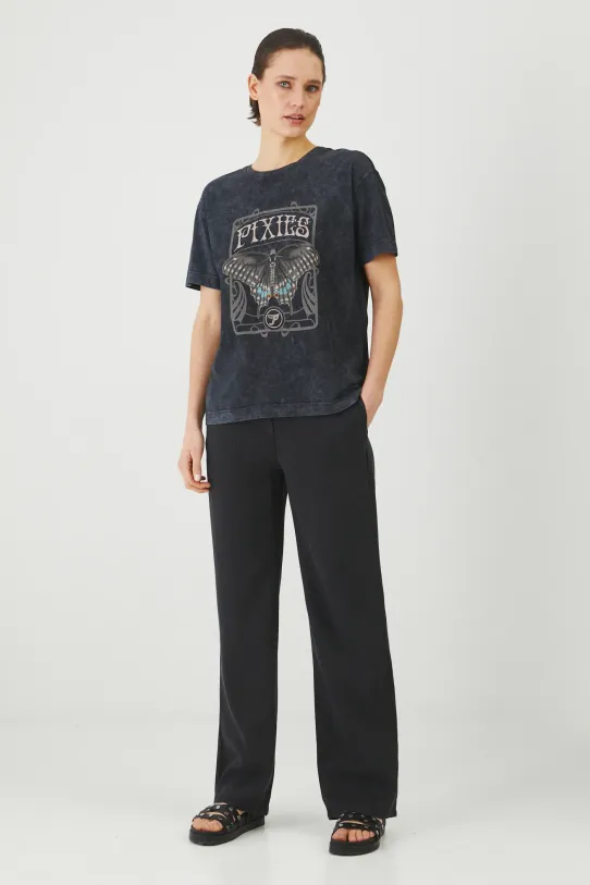 T-shirt bawełniany damski Pixies kolor szary RS25.TSD674 szary RS25