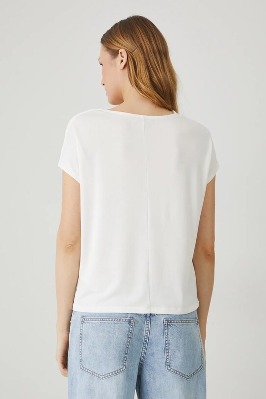 Odzież T-shirt damski gładki z modalem kolor beżowy RS25.TSD703 beżowy