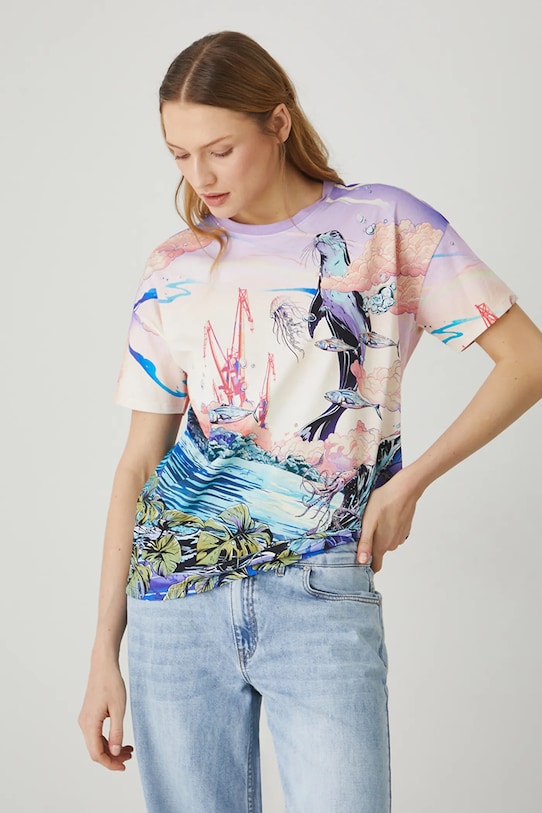 Medicine t-shirt bawełniany wzorzyste multicolor RS25.TSD720