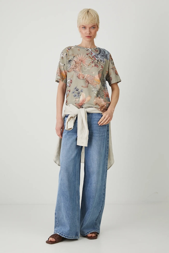 Bavlněné tričko dámské se vzorem více barev RS25.TSD805 vícebarevná RS25