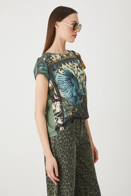 Bavlnené tričko dámsky so vzorom viac farieb RS25.TSD808 viacfarebná RS25