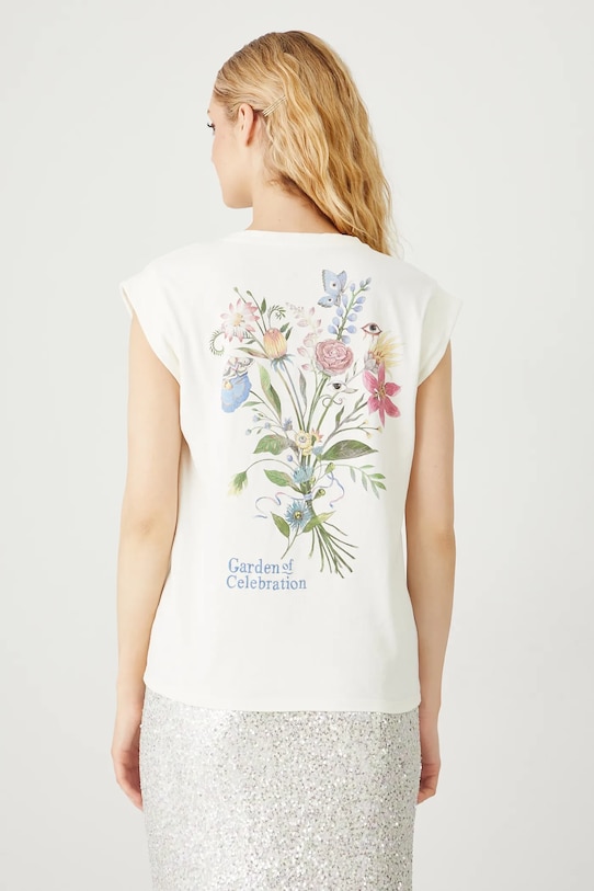 Medicine t-shirt bawełniany nadruk beżowy RS25.TSD906
