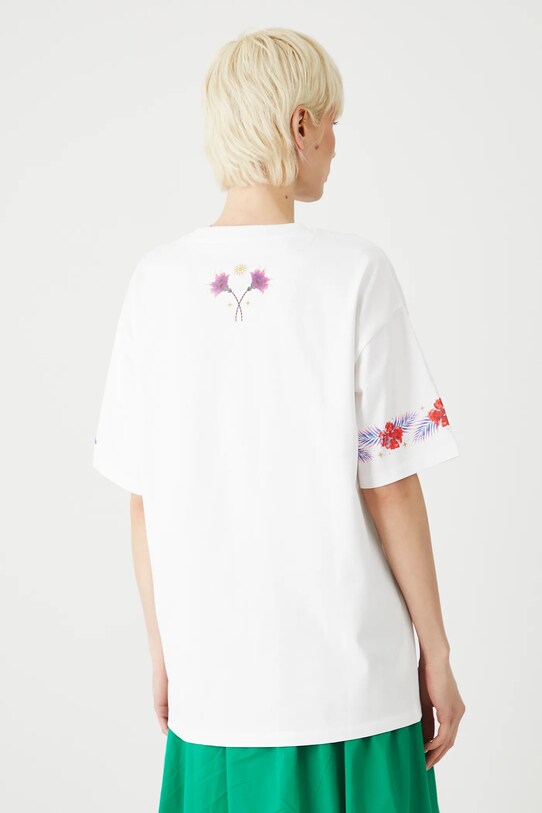 Odzież T-shirt bawełniany damski z nadrukiem i aplikacją kolor biały RS25.TSDA04 biały