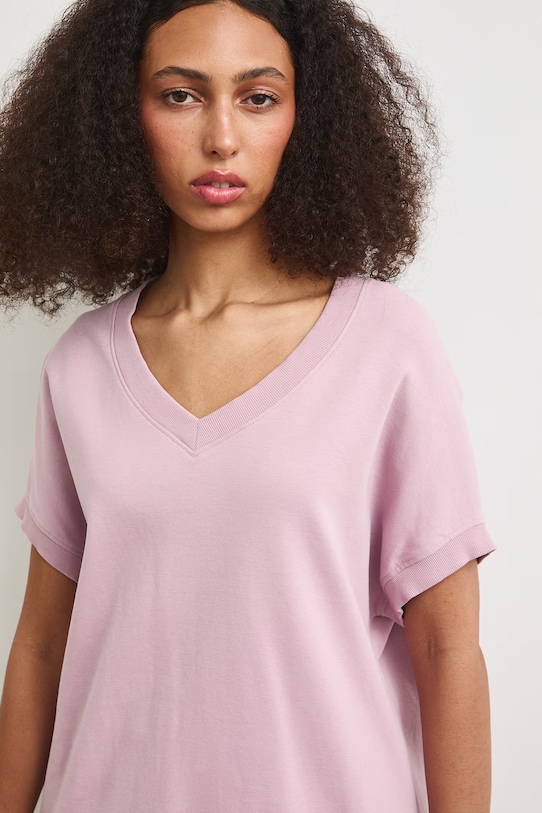 T-shirt bawełniany damski gładki interlock kolor różowy RS25-TSDA06 różowy