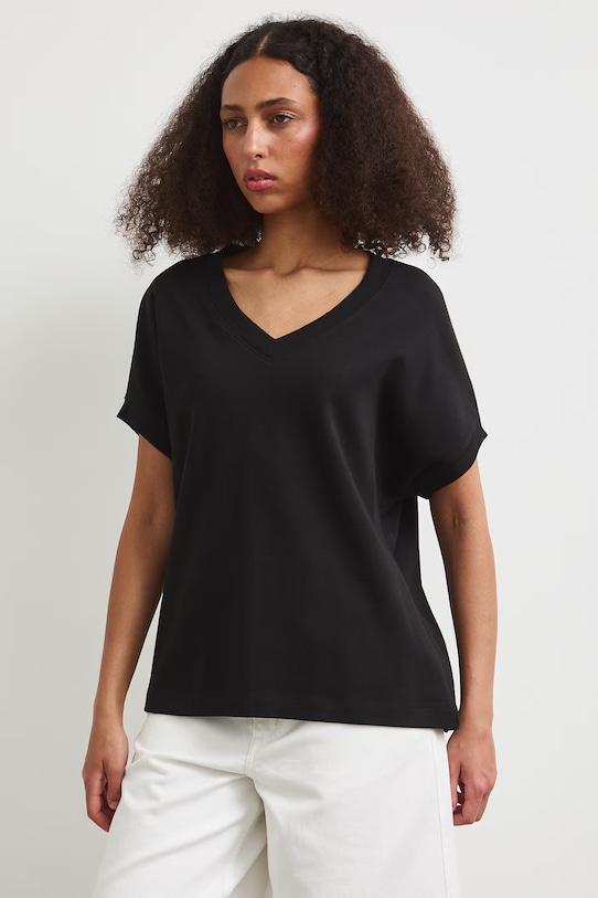 Odzież T-shirt bawełniany damski gładki interlock kolor czarny RS25-TSDA06 czarny