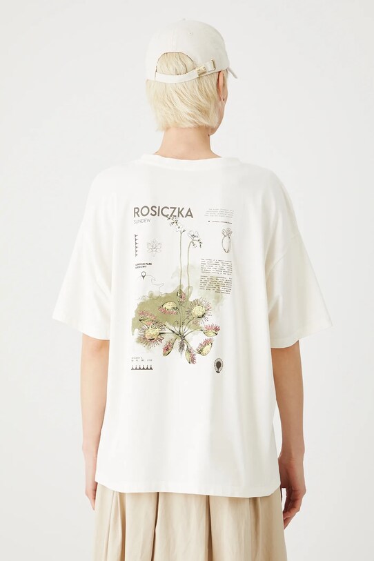 T-shirt bawełniany damski z kolekcji Medicine x Słowiński Park Narodowy kolor beżowy beżowy RS25.TSDA51