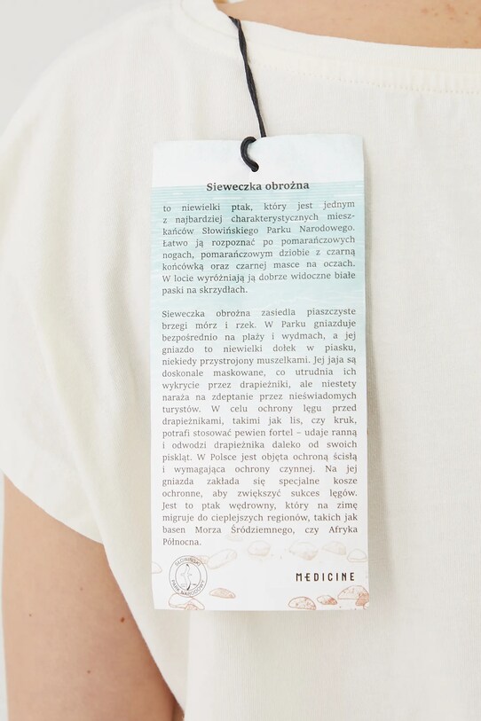 T-shirt bawełniany damski z kolekcji Medicine x Słowiński Park Narodowy kolor beżowy RS25.TSDA53
