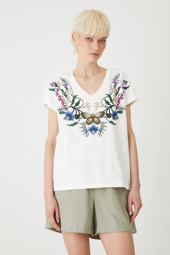 T-shirt bawełniany damski z kolekcji Medicine x Słowiński Park Narodowy kolor beżowy RS25.TSDA54 beżowy RS25