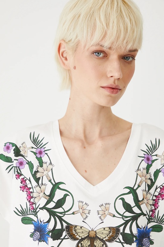 T-shirt bawełniany damski z kolekcji Medicine x Słowiński Park Narodowy kolor beżowy RS25.TSDA54 beżowy