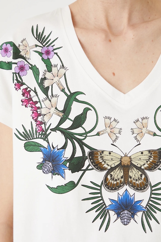 T-shirt bawełniany damski z kolekcji Medicine x Słowiński Park Narodowy kolor beżowy RS25.TSDA54