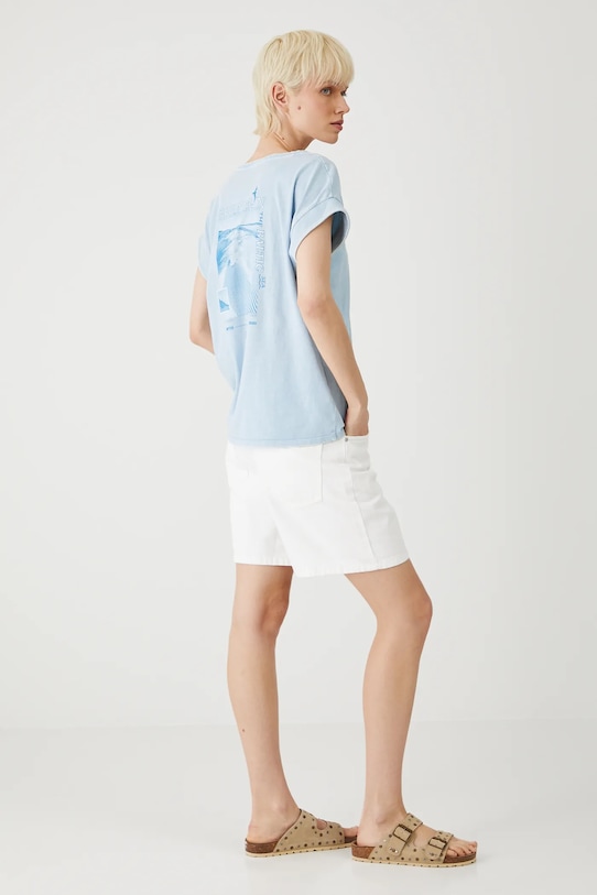 Odzież T-shirt bawełniany damski z kolekcji Medicine x Słowiński Park Narodowy kolor niebieski RS25.TSDA55 niebieski