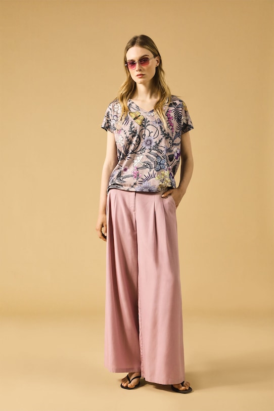 T-shirt bawełniany damski z kolekcji Medicine x Słowiński Park Narodowy kolor beżowy wzorzyste beżowy RS25.TSDA56